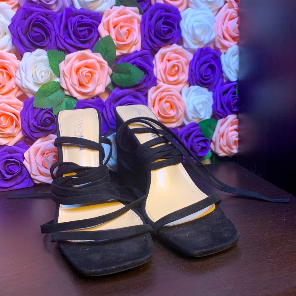 Black Chunky High Heel Shoes